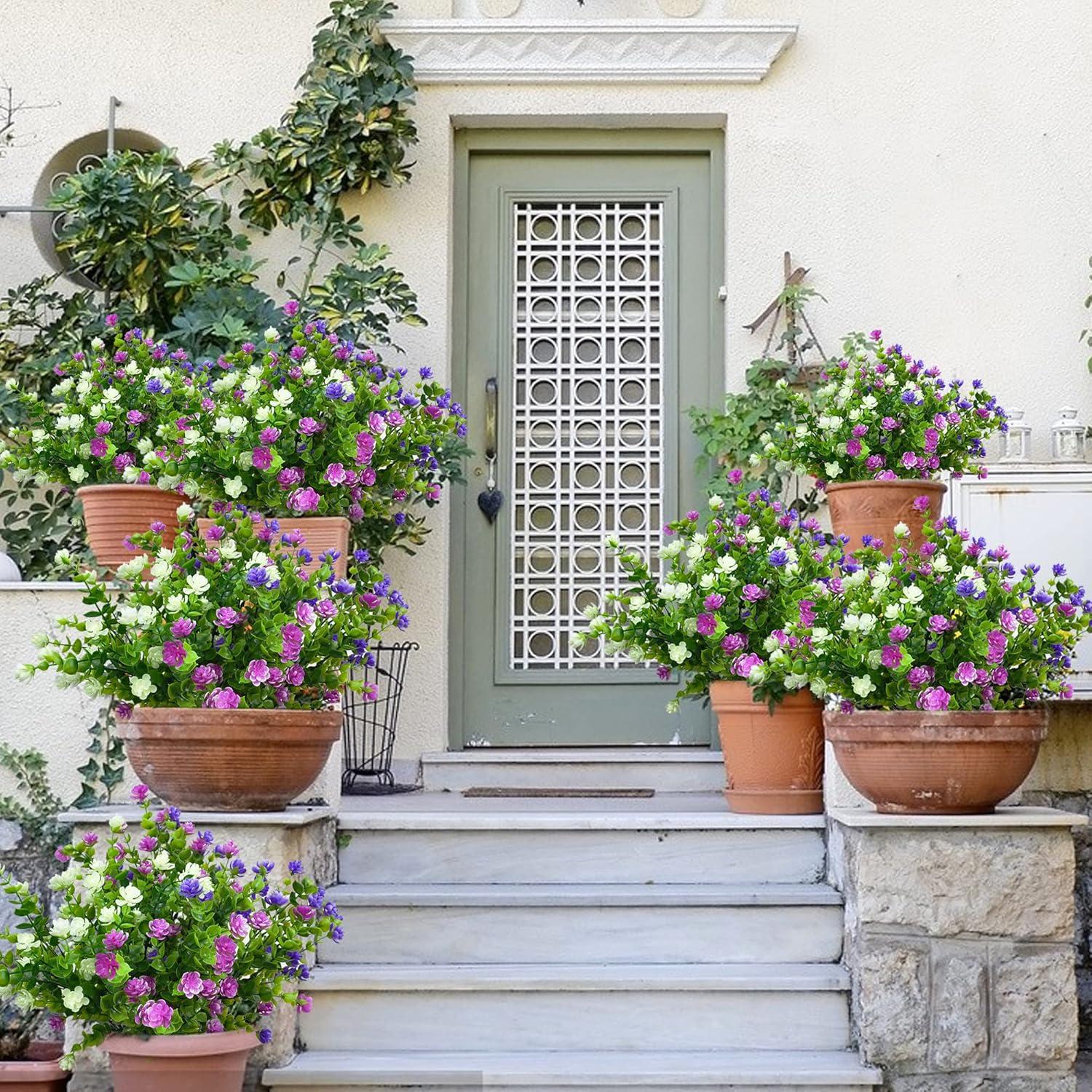 Künstliche Blumen Balkon Kunstblumen UV Wetterfest 6er Set
