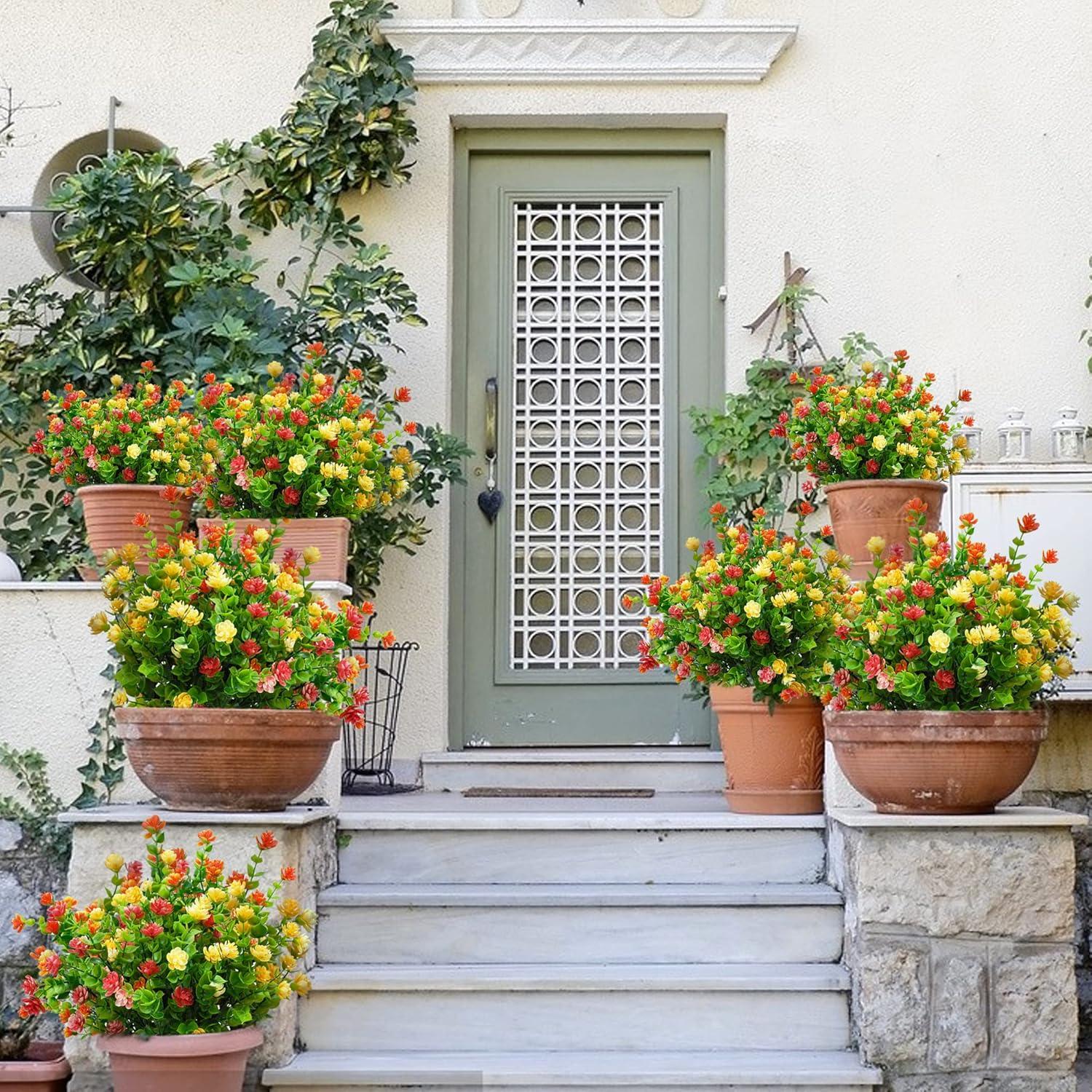 6er Set Künstliche Balkonblumen Herbstpflanzen wetterfest Außen Deko