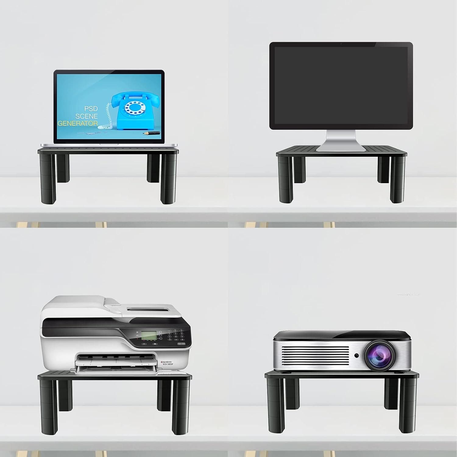 Monitorständer höhenverstellbar, Bildschirmerhöhung für PC/Laptop, Platzsparender Stand Riser bis 20 kg