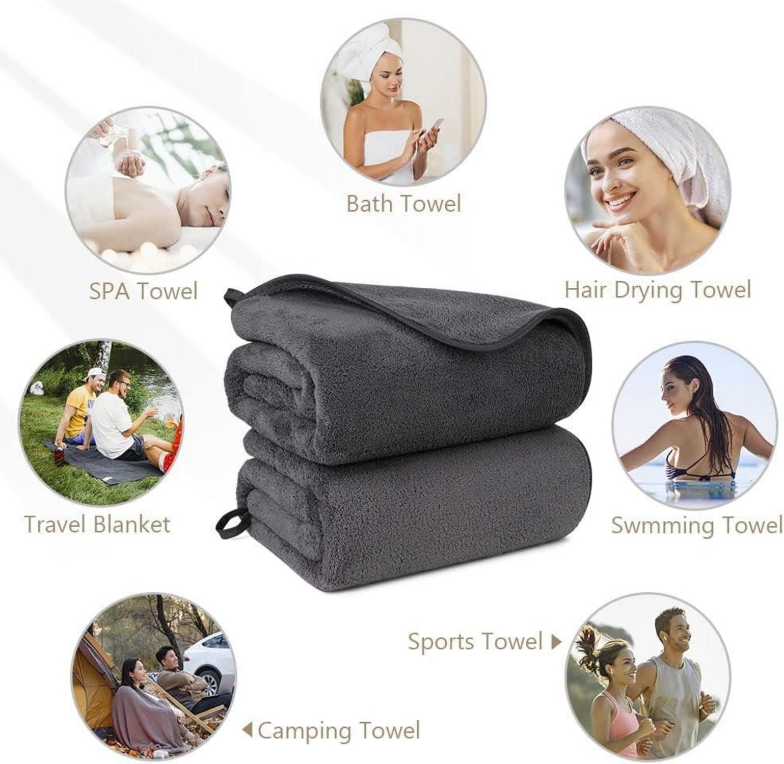 Badetuch-Set 68x137cm Weich Saugfähige Mikrofaser Handtücher Grau