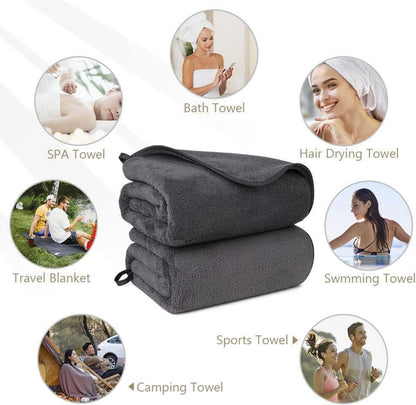 Badetuch-Set 68x137cm Weich Saugfähige Mikrofaser Handtücher Grau