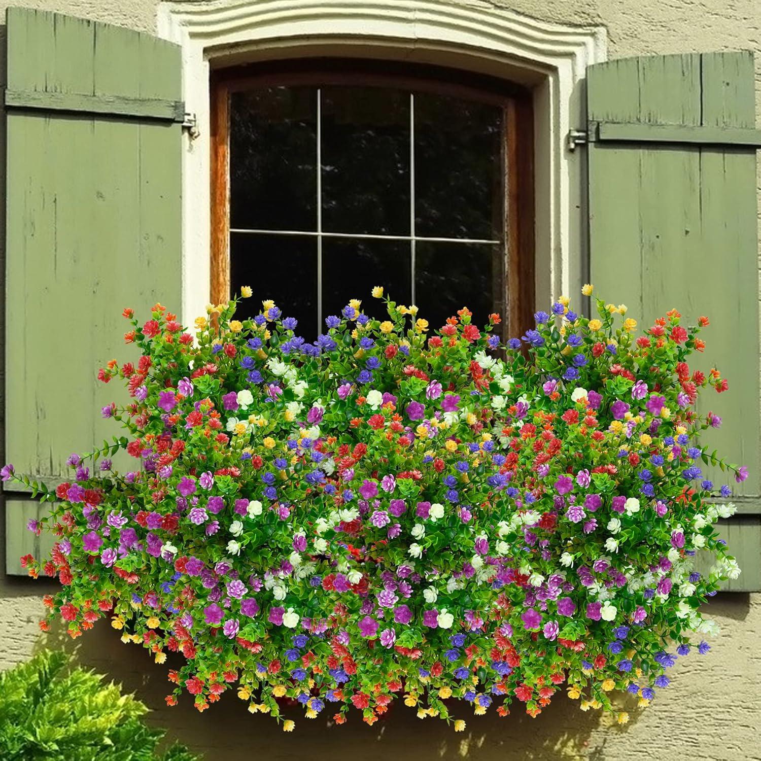 6er Set Künstliche Blumen Balkon Wetterfest UV-beständig Außenbereich