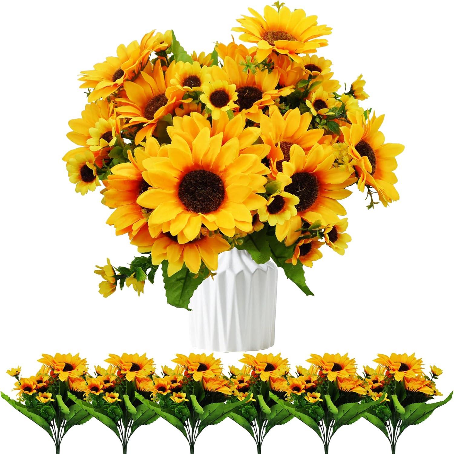 Künstliche Sonnenblumensträuße 52 Köpfe Herbstblumen Fake Sunflower