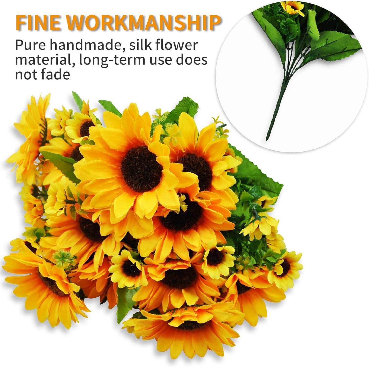 Künstliche Sonnenblumensträuße 52 Köpfe Herbstblumen Fake Sunflower