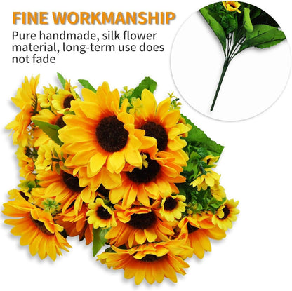 Künstliche Sonnenblumensträuße 52 Köpfe Herbstblumen Fake Sunflower