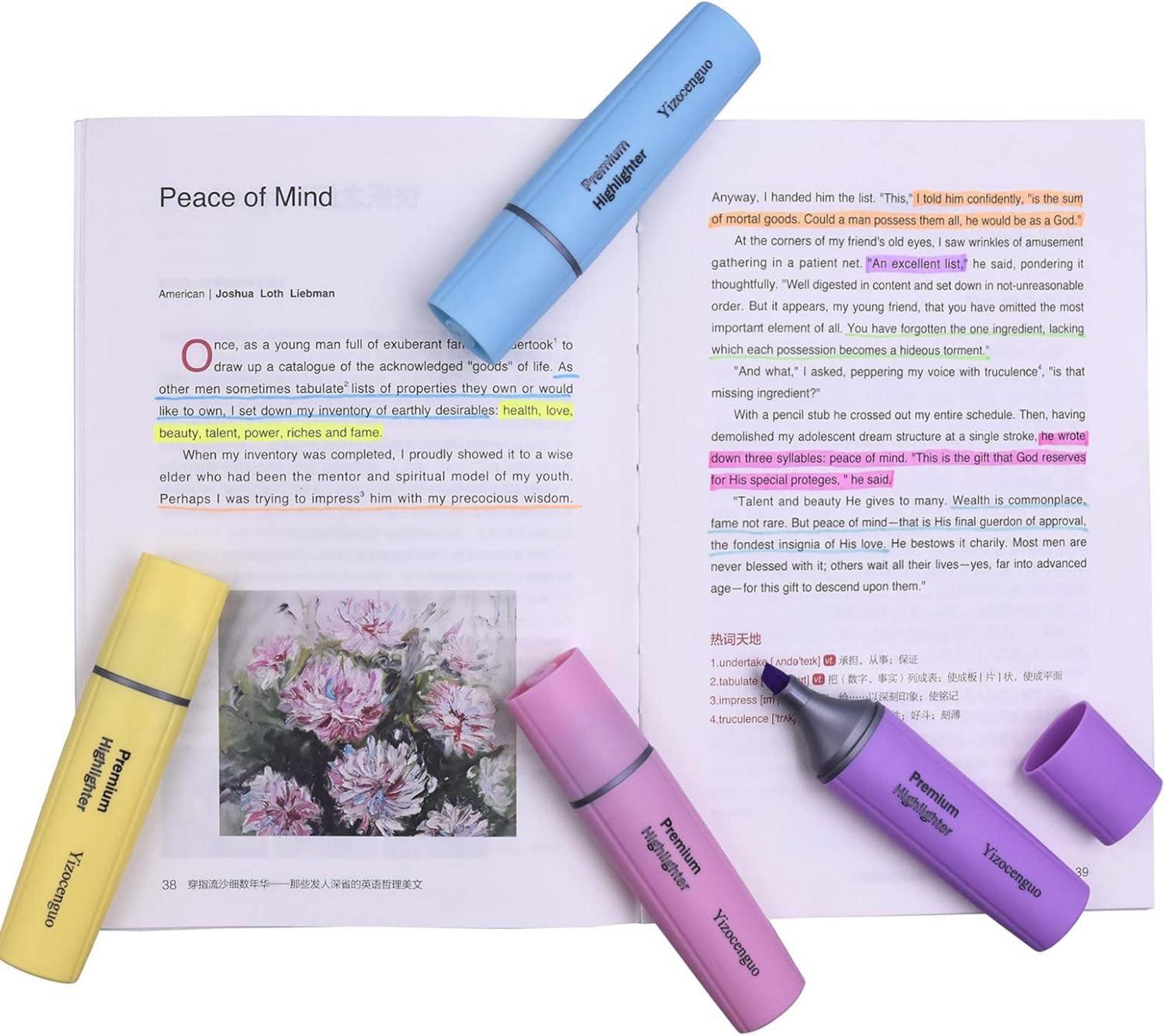 YIZOCENGUO Textmarker Set, 12 Stück mit Keilspitze, für Büro und Schule