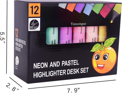 Textmarker Pastell 12er Set mit Keilspitze und Basis, für