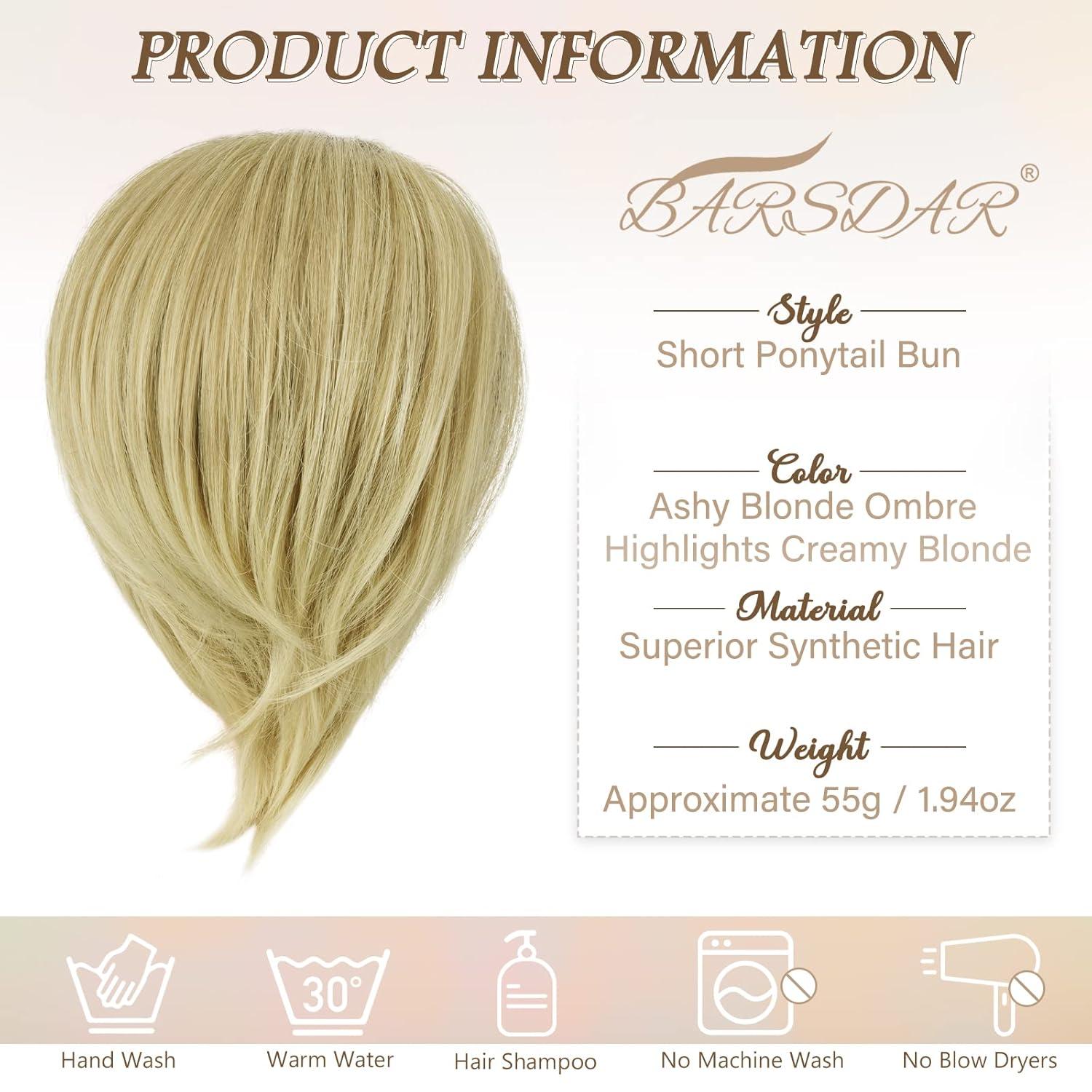 Synthetisches Haarteil Pferdeschwanz-Verlängerung Aschbraun Blond 20cm
