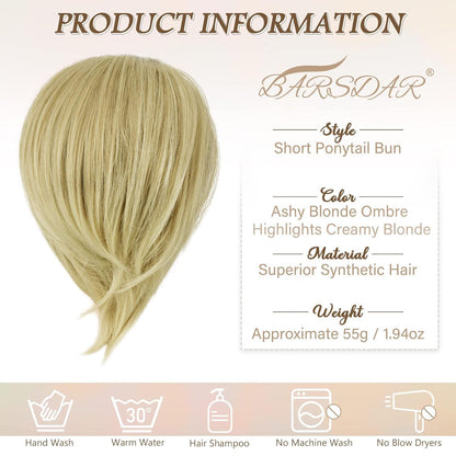 Synthetisches Haarteil Pferdeschwanz-Verlängerung Aschbraun Blond 20cm
