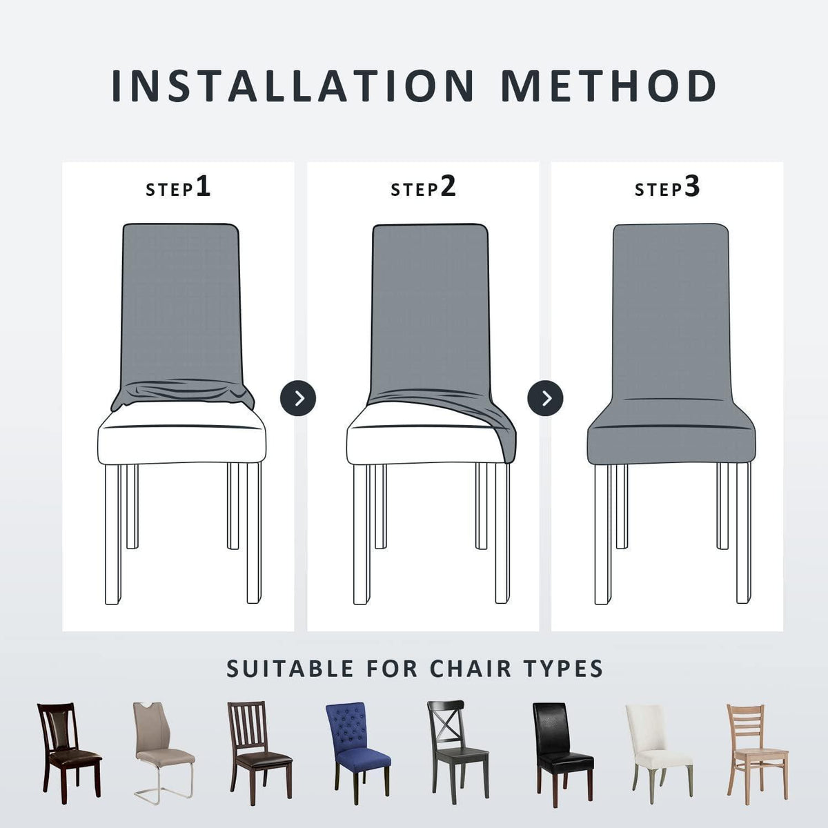 Stuhlhussen 4er-Set Stretch Cremeweiß – Universal Passform