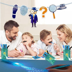 Detektiv UV Stifte 18er Set mit Notizblöcken und Bärten