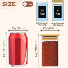 Gewürzgläser Bambusdeckel 12 Stk. 236ml + Etiketten