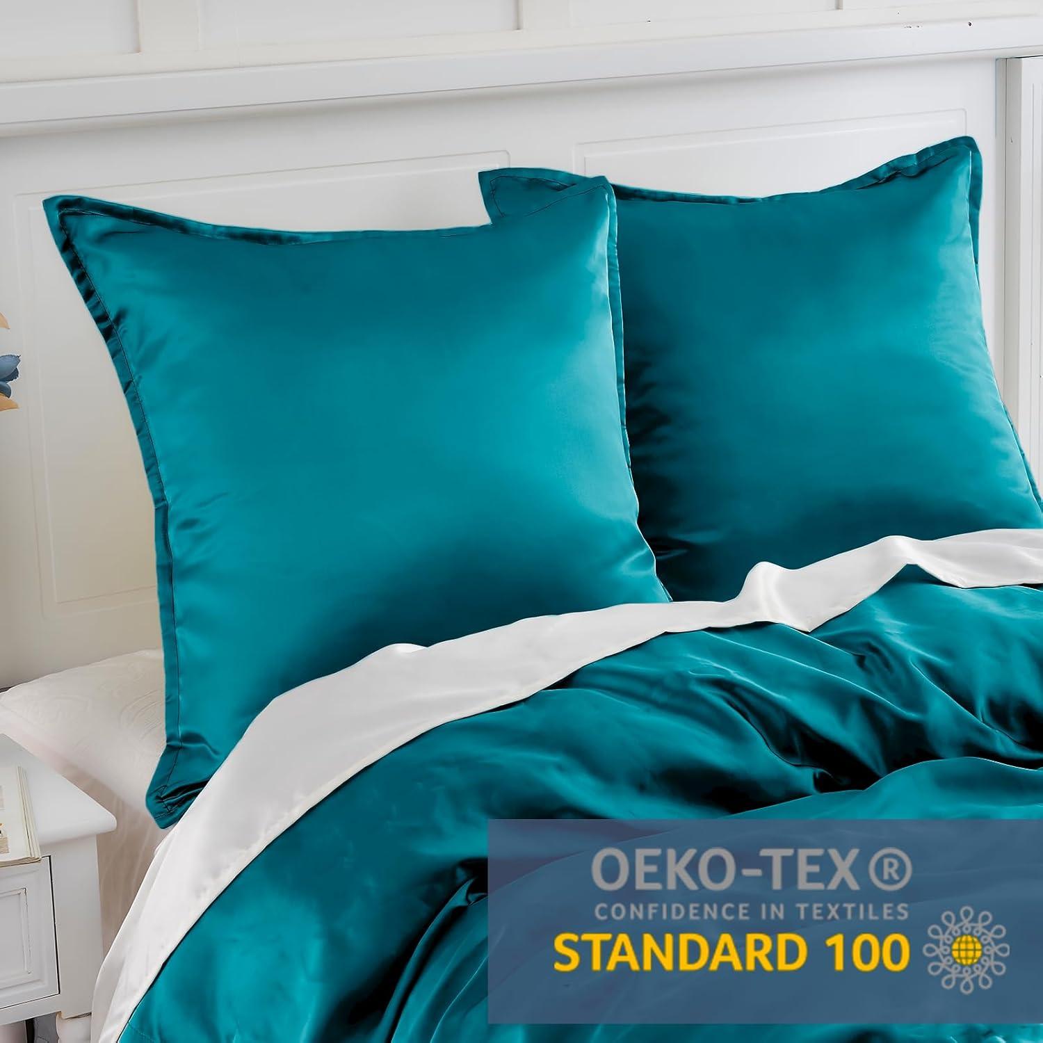 Satin Kissenbezug 80x80 Set Weich Silk Pillowcase Seidenkissenbezug
