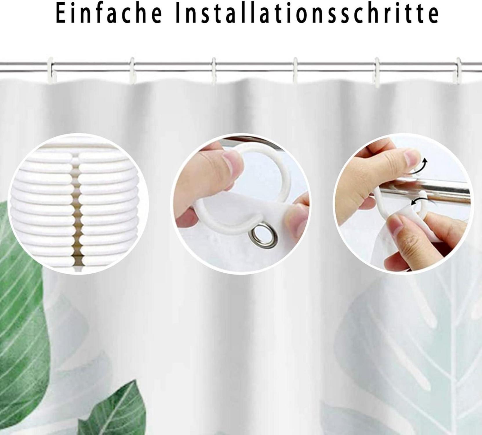 Duschvorhang Anti-Schimmel 120x180 grüne Blätter Plants Polyester