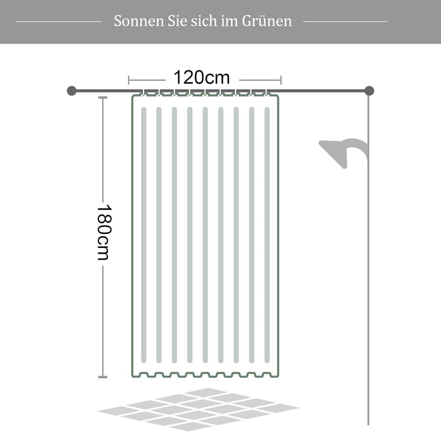 Duschvorhang Anti-Schimmel 120x180 grüne Blätter Pflanzen Wasserabweisend Polyester
