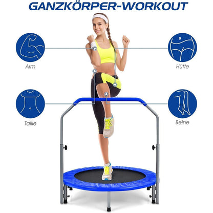 Klappbares Fitness Trampolin Ø101 cm mit Haltegriff & Tragetasche