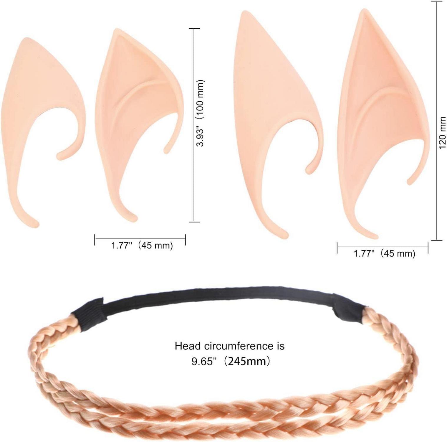 Elfen Kostüm Set Latex Ohren Spitzohren Haarband Karneval Halloween