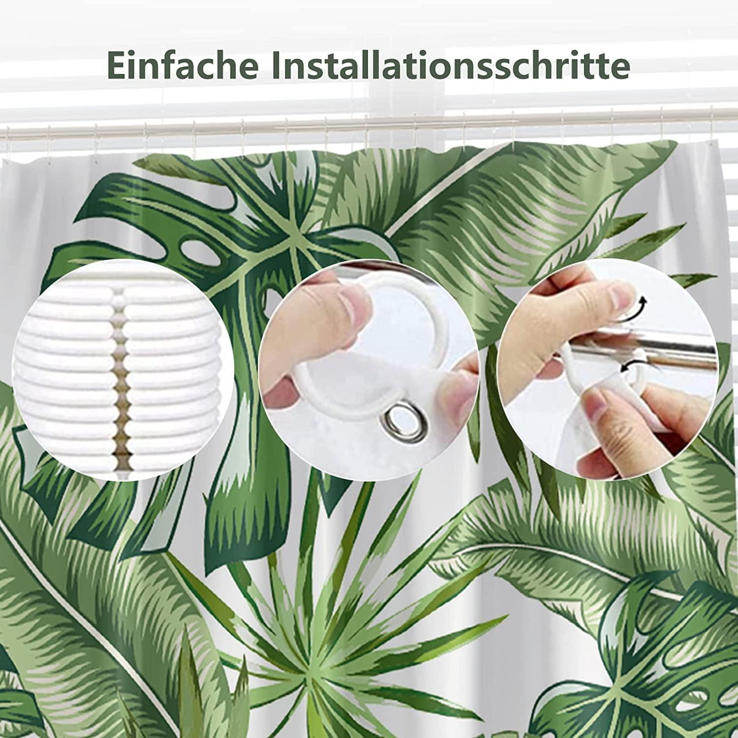 Duschvorhang 120x180 grün Pflanzen Bananenblatt Badvorhang Anti-Schimmel