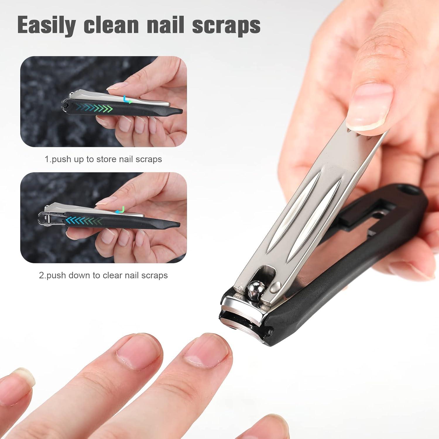 FERYES Nagelknipser mit Nagelfang und Nagelfeile, extra scharf
