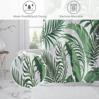 Duschvorhang Anti-Schimmel 120x180 grüne Blätter Pflanzen Polyester