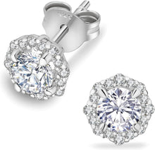 Moissanite Blume Halo Ohrstecker Silber 925 VVS1 D 1,0/2,0ct
