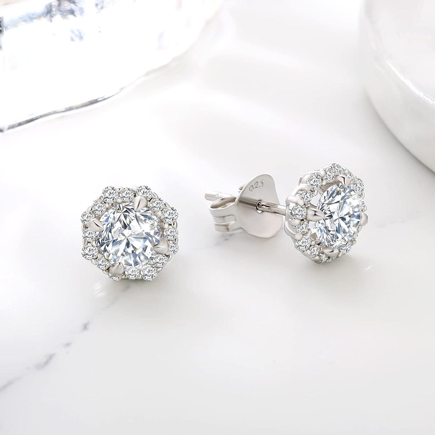 KRKC&CO Moissanite Blume Ohrstecker 925 Silber allergiefrei 1,0/2,0 Karat VVS1 Diamant