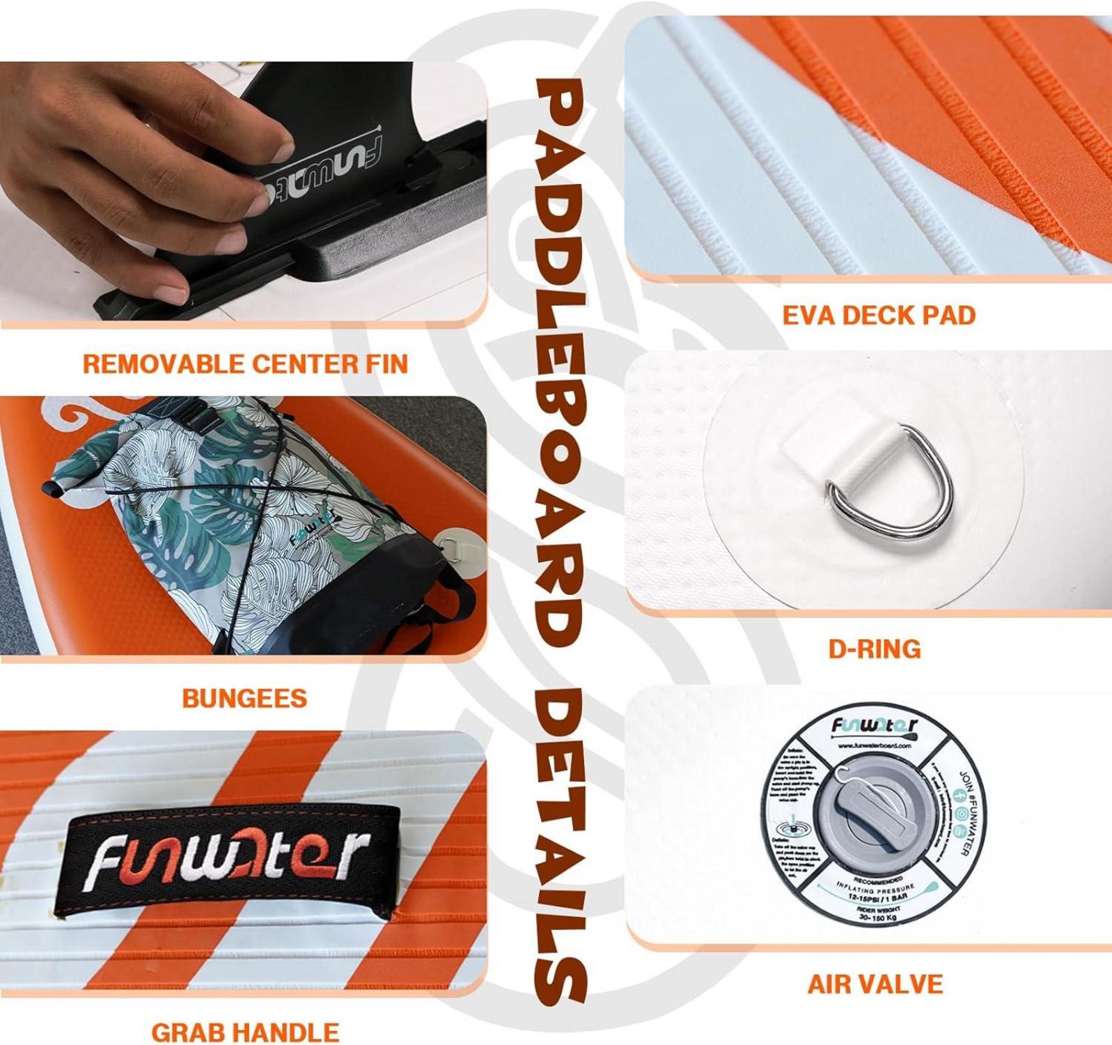FunWater Aufblasbares SUP Board für Yoga, Angeln, Surfen