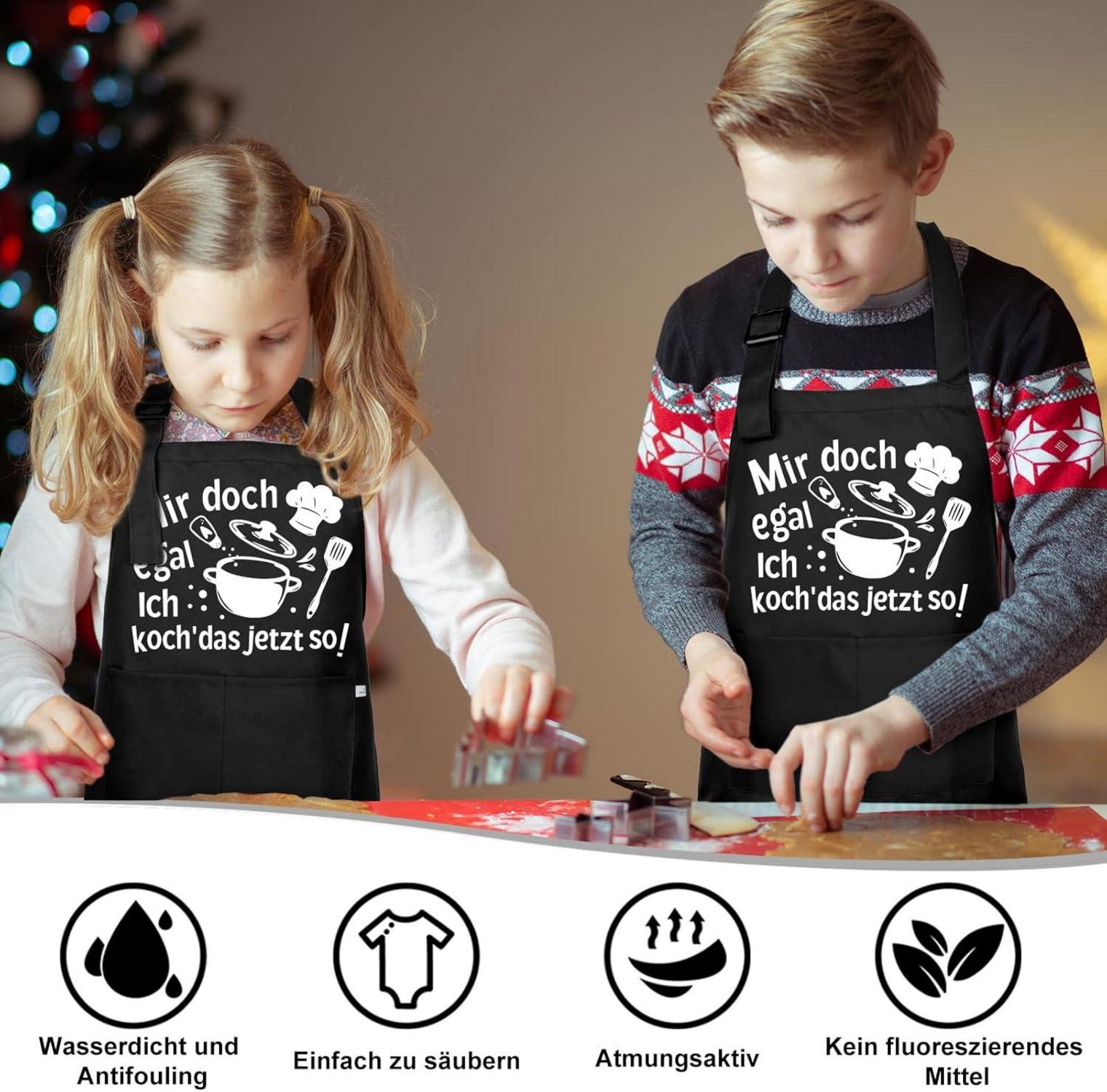 Lustige Kinder-Schürze, upain Kochschürze Mädchen Jungen mit 2 Taschen