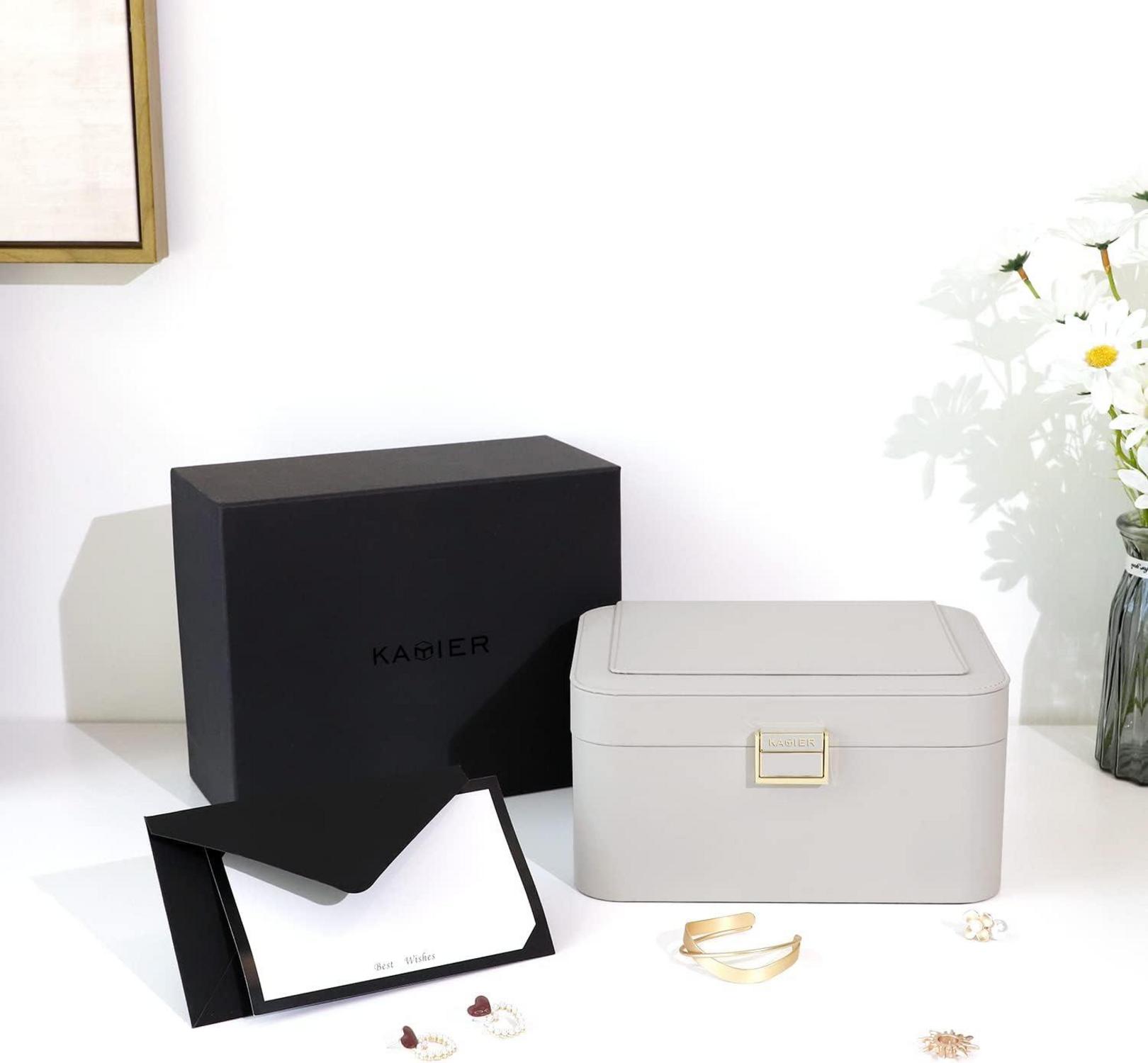 Schmuckkästchen Damen 2-Etagen Wasserdicht Groß Grau