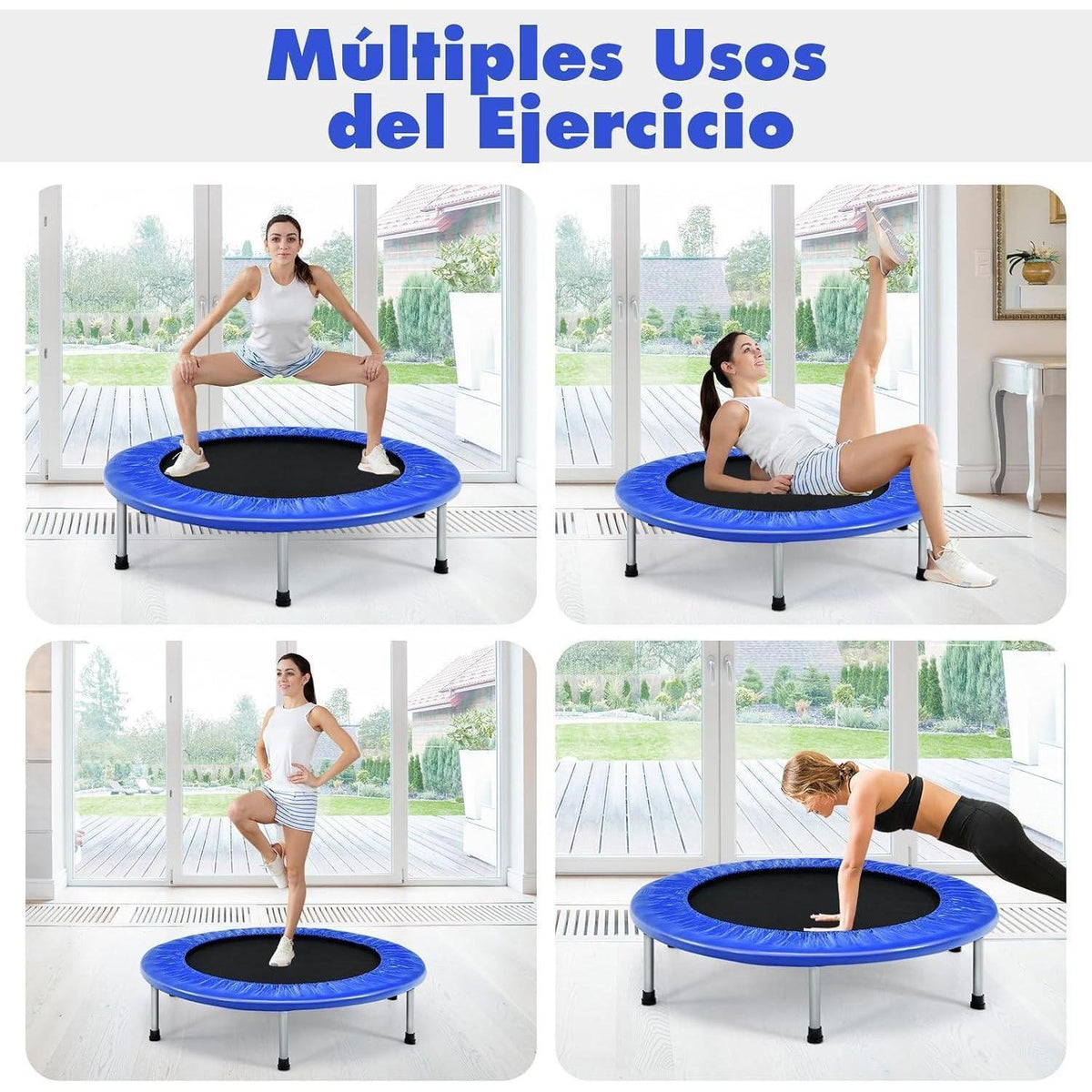 Klappbares Fitness Trampolin Ø97 cm – Blau, 150 kg