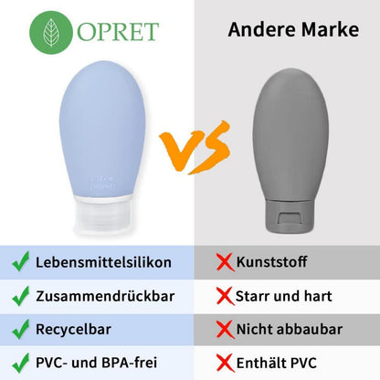 3er Set Auslaufsichere Silikon Reiseflaschen 60ml BPA-frei TSA geprüft