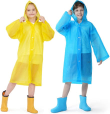 Regenponcho Kinder wasserdicht mit Kapuze und Ärmeln, 2er Set