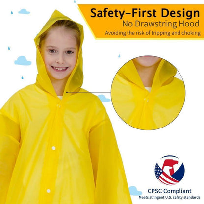 Regenponcho Kinder wasserdicht mit Kapuze und Ärmeln, 2er Set