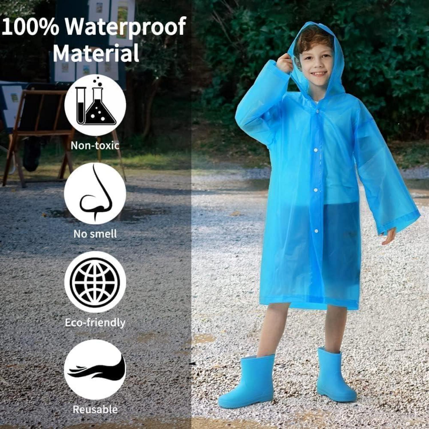 Opret Kinder Regenponcho 2er Set Wasserdicht Wiederverwendbar Blau Gelb
