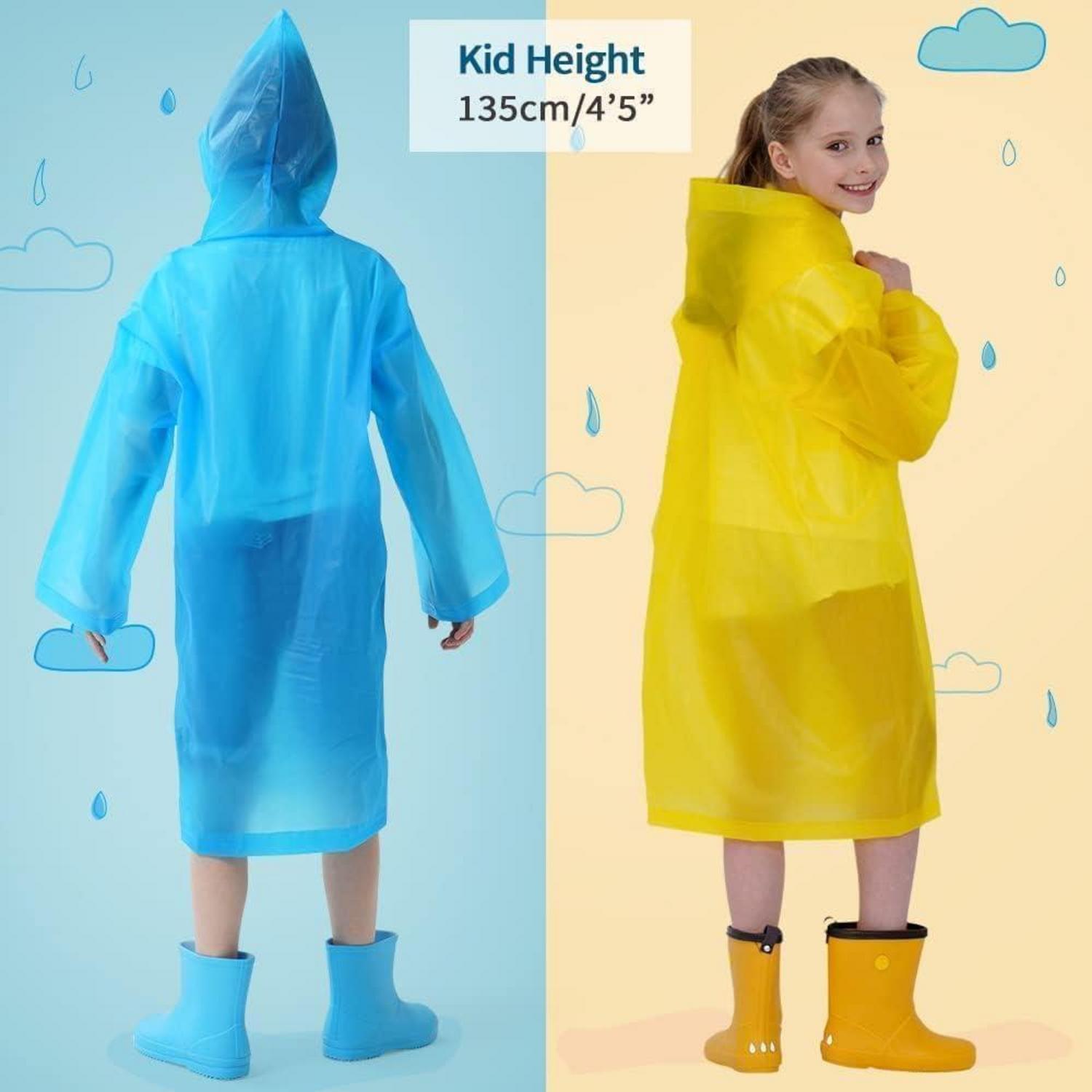 2er Pack Wasserdichter Regenponcho Kinder, Kapuze Ärmeln Atmungsaktiv