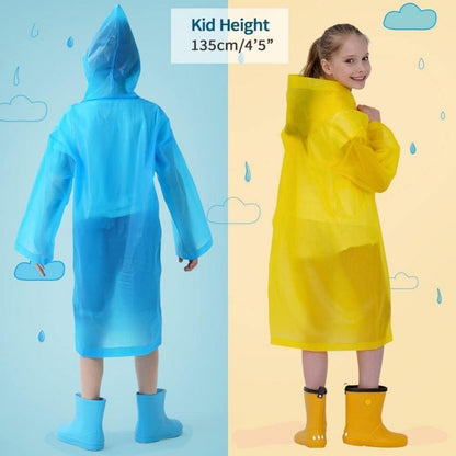2er Pack Wasserdichter Regenponcho Kinder, Kapuze Ärmeln Atmungsaktiv