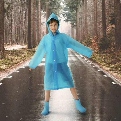 Opret 2 Stück Kinder Regenponcho mit Kapuze und Ärmeln