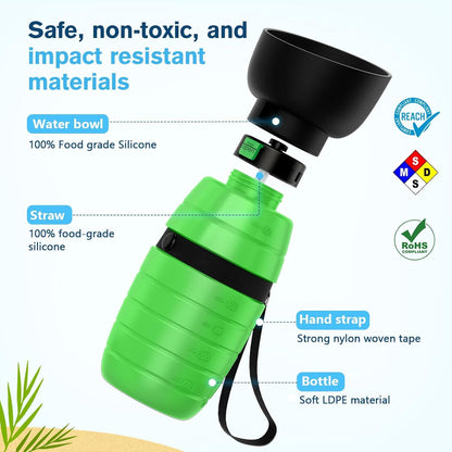 Pecute Trinkflasche Hunde Unterwegs Silikon Wasserschale Grün 650ml