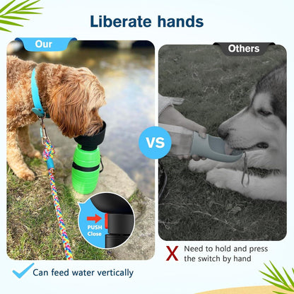 Trinkflasche Hunde Silikon Wasserschale faltbar grün 650ml