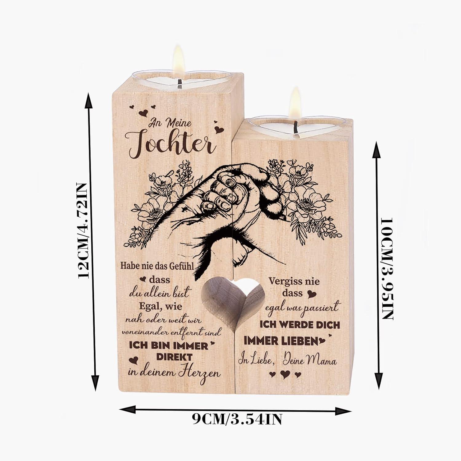 Personalisiertes Kerzengeschenk für Tochter aus Holz - Mutter Tochter Geschenk