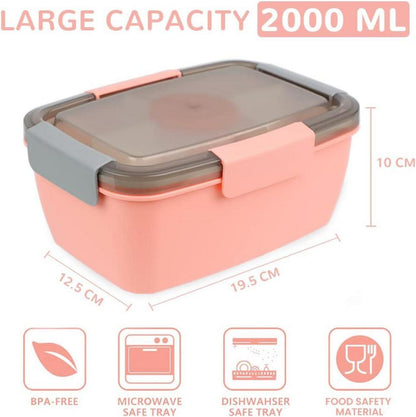 Bugucat Lunchbox Erwachsene 2000ML mit Fächern, Salatbox to