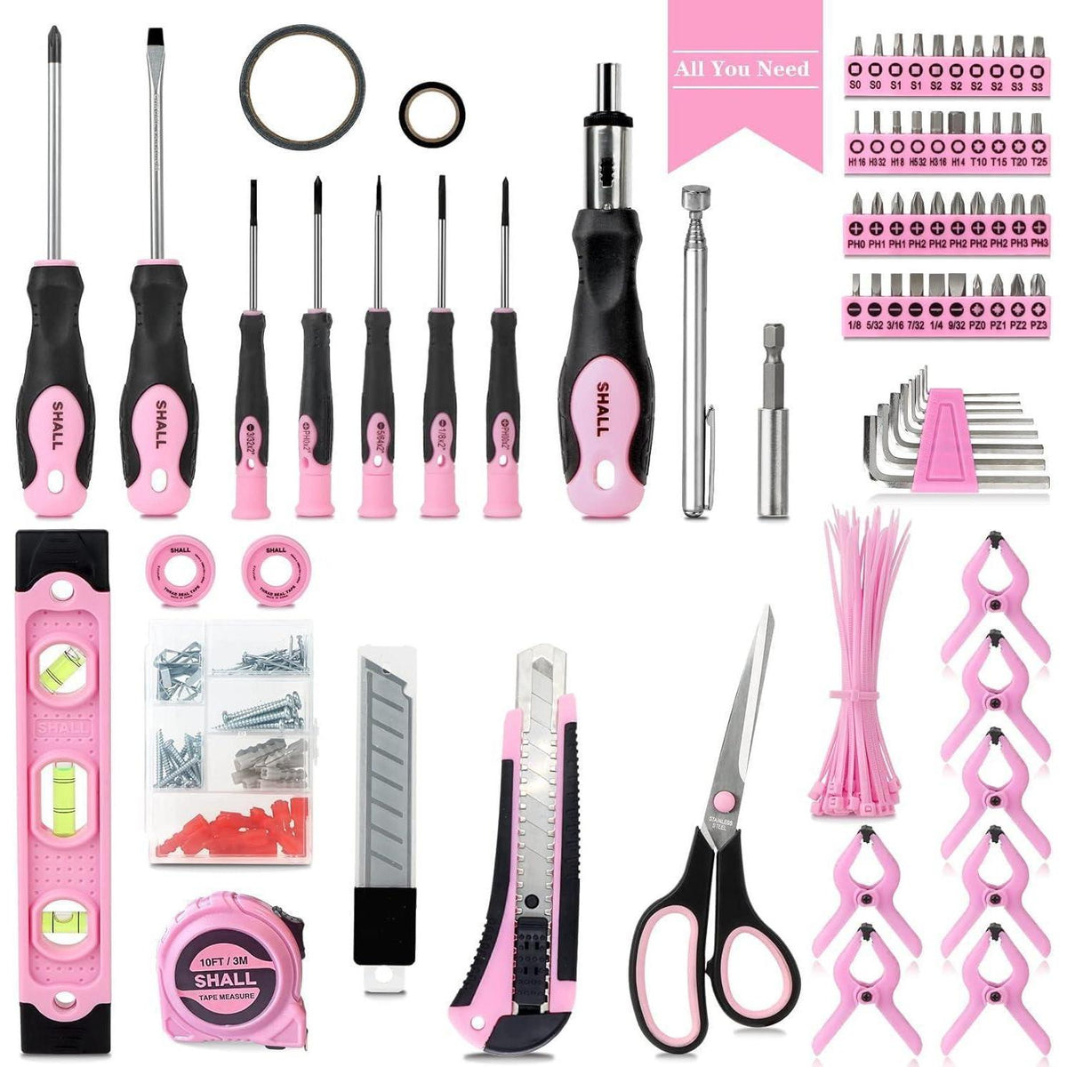 Werkzeug Set Rosa 246 Teile mit 14" Werkzeugtasche