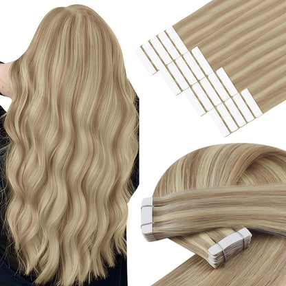 Echthaar Tape Extensions Blond 45cm - Remy Haarverlängerung