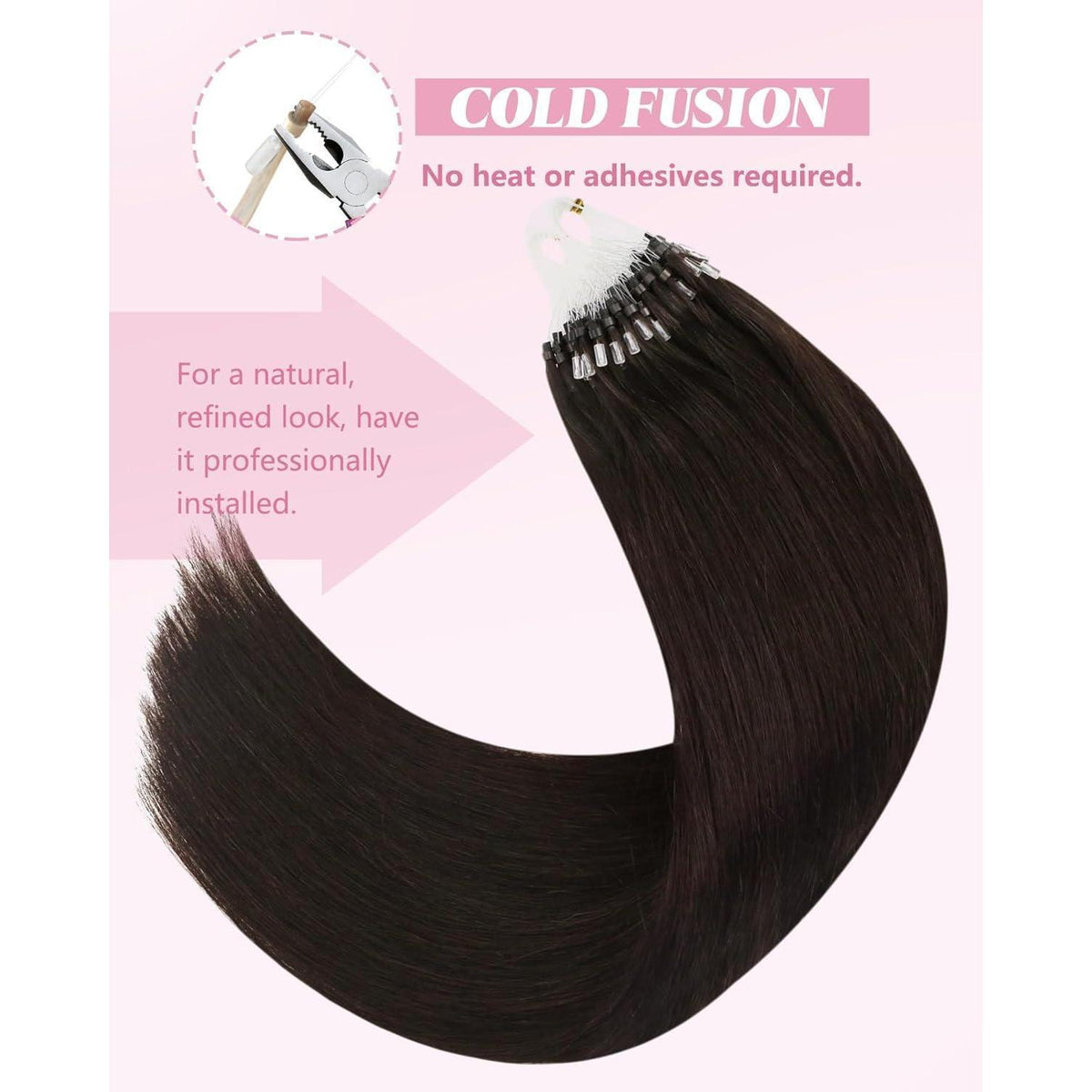 Echthaar Haarverlängerung Braun 50cm – Micro Ring Extensions