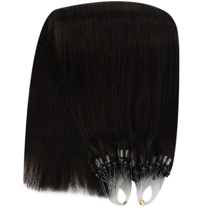 Echthaar Haarverlängerung Braun 50cm – Micro Ring Extensions