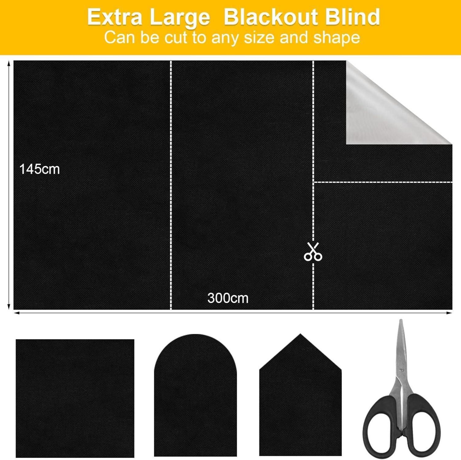 Verdunkelungsrollo 100% Lichtundurchlässig 300x145cm ohne Bohren