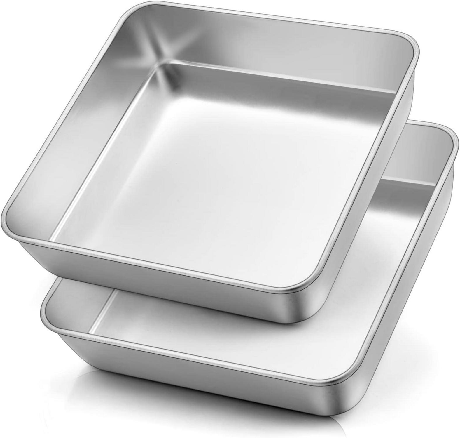 Quadratische Edelstahl Kuchenform 2er Set 21 x 21 cm - Langlebig