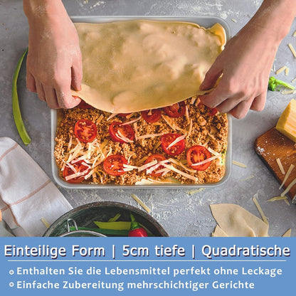 Herogo Quadratische Backform Set Edelstahl 21x21x5 cm 2er Pack