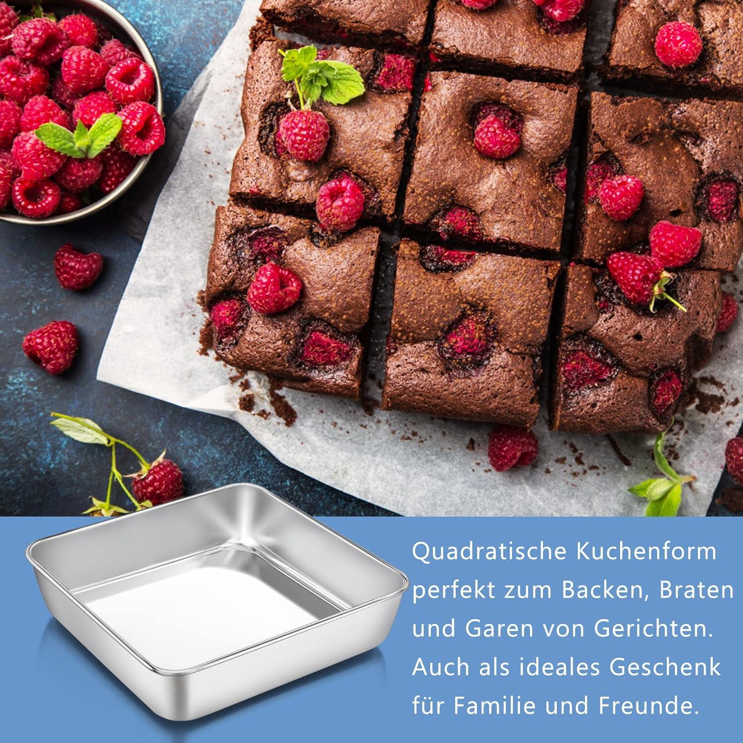 Quadratische Kuchenform Set Edelstahl 21x21x5 cm Spülmaschinenfest
