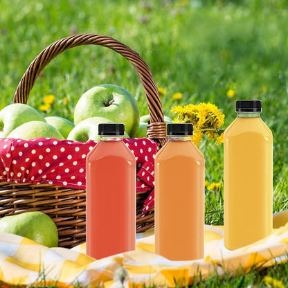 10er Set 1000ml Kunststoff Saftflaschen mit schwarzem Verschluss
